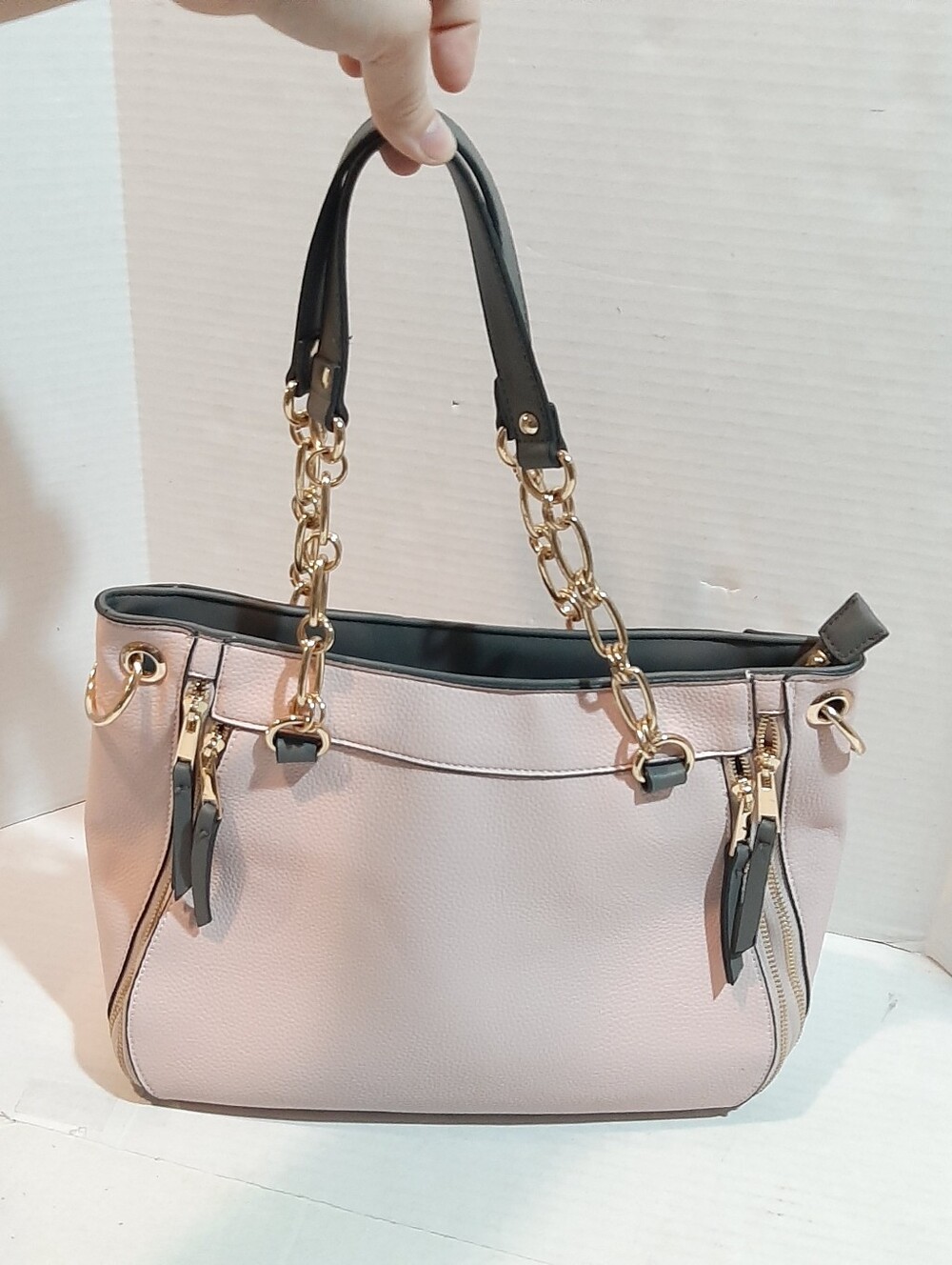 Pink MKF Collection Lina Tote Bag by Mia K gold chain accent handles